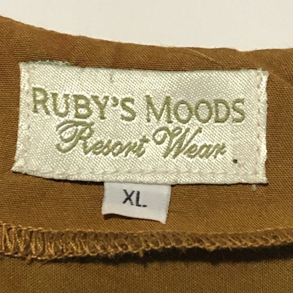 Vintage Rayon Ruby’s Moods Resort Wear Sleeveless button Up Maxi Dress Med/Large - Picture 8 of 14